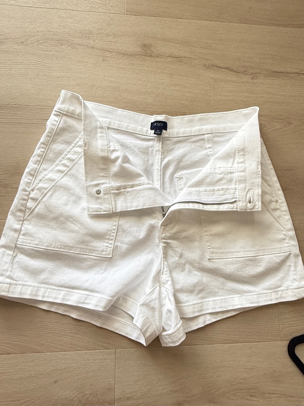 J. Crew White High-Waist Cotton Utility Shorts